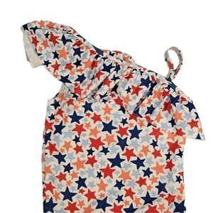 Ruffle Butts Swimsuit Girls America Red White & Blue Stars Shimmer Size 10